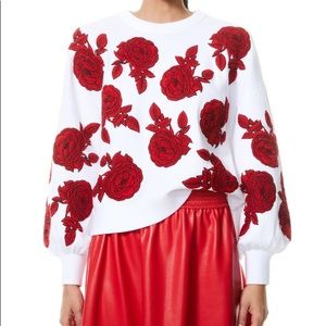 Alice and Olivia Red Appliqué Sweater